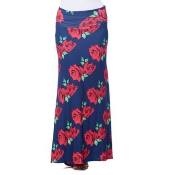 Isaac Leiv Maxi Fold over Skirt in Floral Navy L - Picture 2 of 8